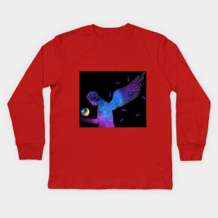 Angel Demon with Ice and Fire Magic Kids Long Sleeve T-Shirt